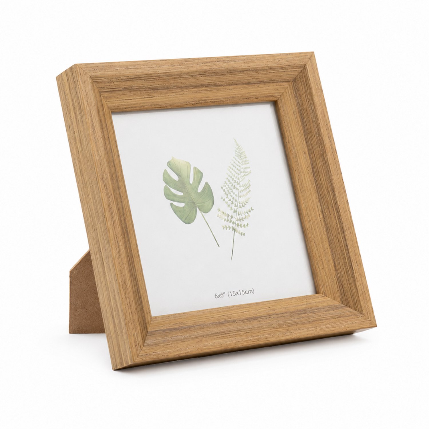 SWGOTA Vierkante fotolijst 12 inch met eikenhoutnerf en afgeschuinde rand voor fotos van 303 bij 303 mm staand en hangend met acrylpaneel Bruin