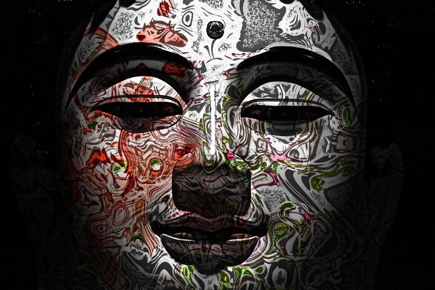 Vgdesign Kleurrijk Boeddha masker 130x70 cm tuinposter banner VGDesign onbekend