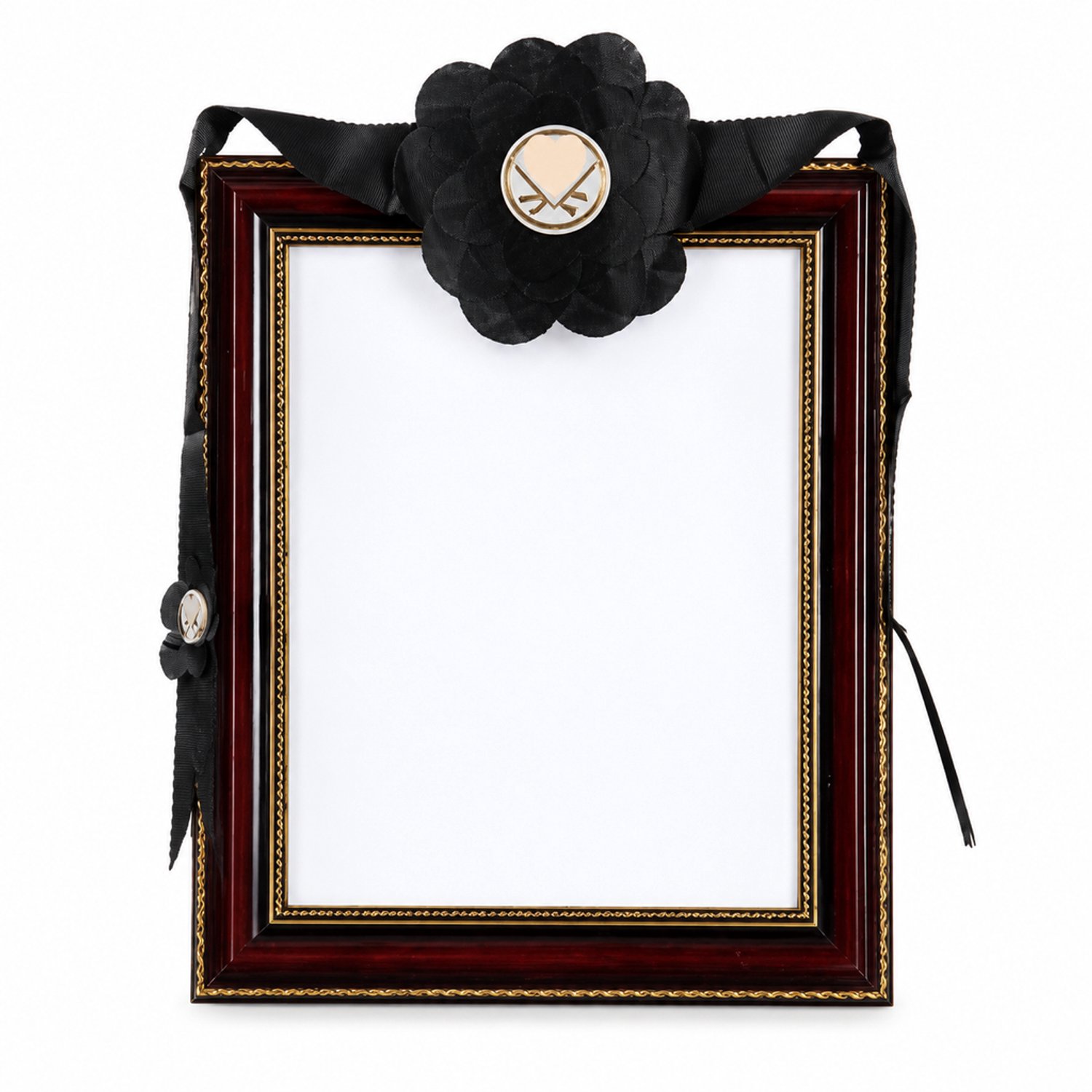 SWGOTA Herdenkingsfotolijst A4 21 x 29,7 cm - Zwart-rood tafelmodel met zwarte decoratieve bloem