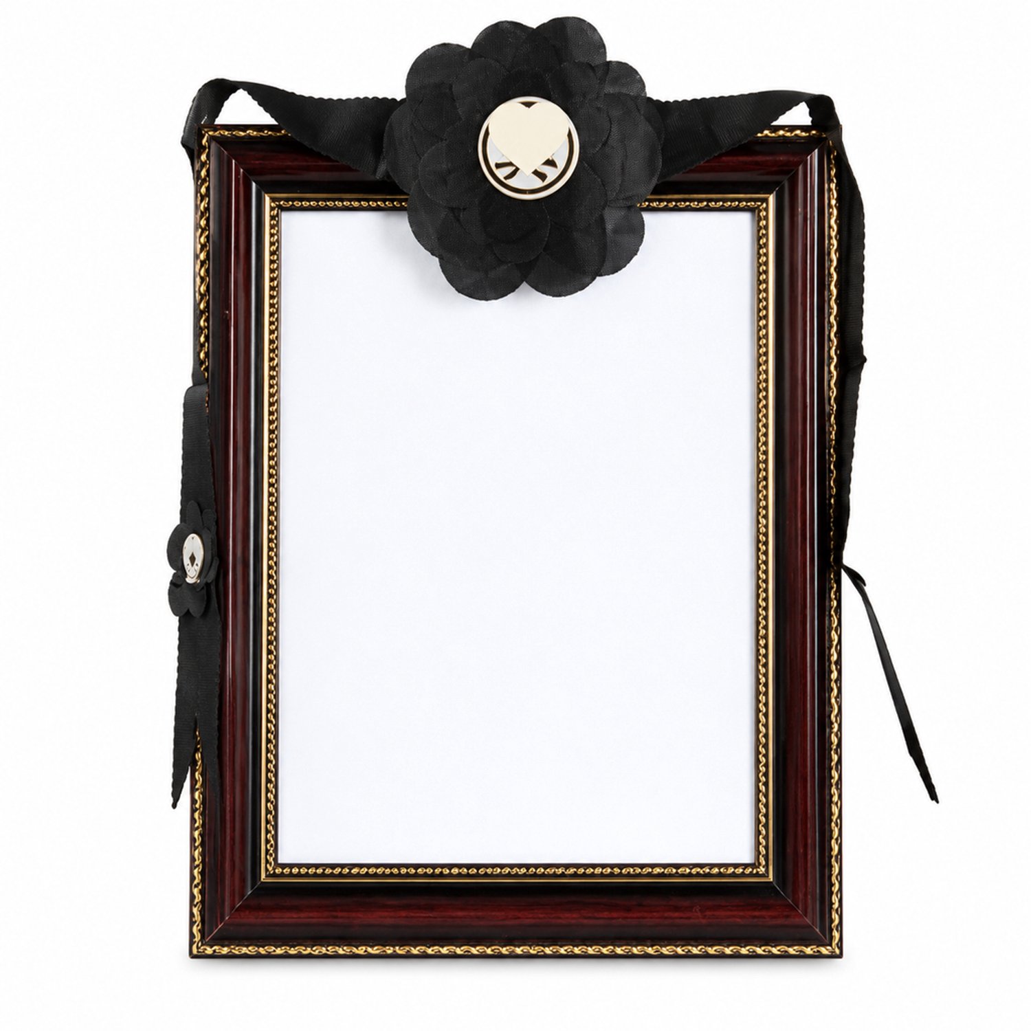 SWGOTA Zwart-rode herdenkingsfotolijst voor aan de wand, 8 inch, 20,3 x 15,2 cm, met zwarte bloem en lint Zwart;Rood