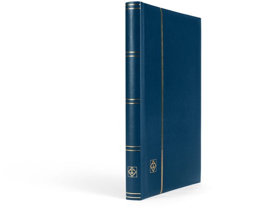 COMFORT - Postzegelalbum - Stockmap, DIN A4, 32 zwarte pagina's, gewatteerde omslag, blauw