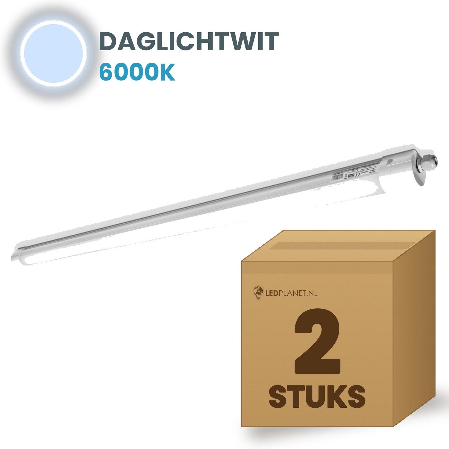 Tsong TL armatuur Tri Proof 1500mm 2 stuks - 50W 7500lm - Daglichtwit 6000K - Niet koppelbaar - IP65 - 230V