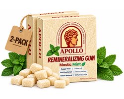 Apollo Kauwgom - 100% Natuurlijk - Plasticvrij - Whitening Effect - Sterk Glazuur - Frisse Adem - Mastic Mint - met Xylitol - 36 stuks Duo Pack