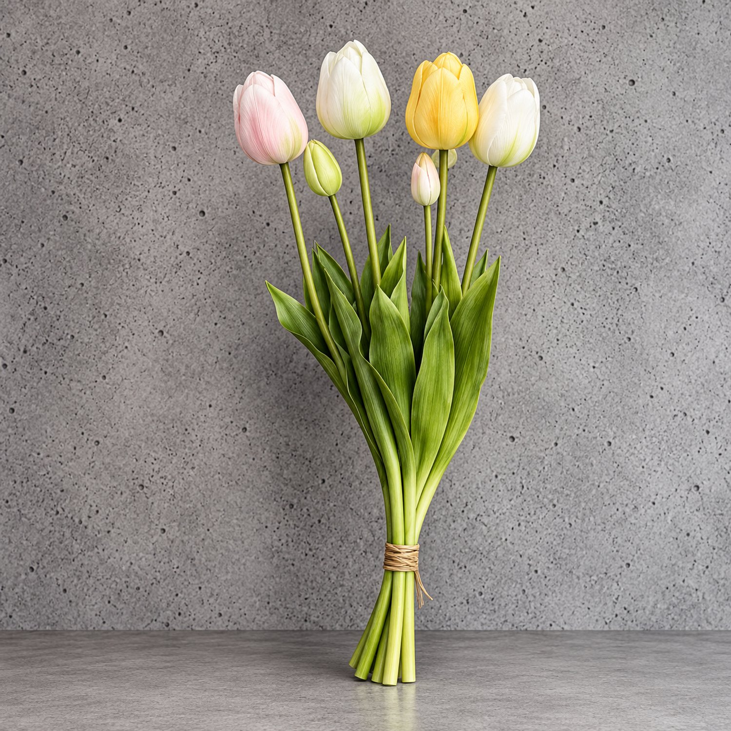 Seta Fiori Real Touch Kunsttulpen Pastel - Bos van 7 Tulpen - 45 cm - Voelen Echt Aan - Kan Ook in Water bij Verse Bloemen