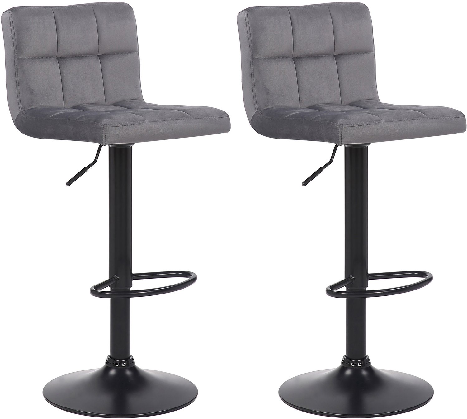 Luxe Comfort Barkruk - Set van 2 - Fluweel - Grijs