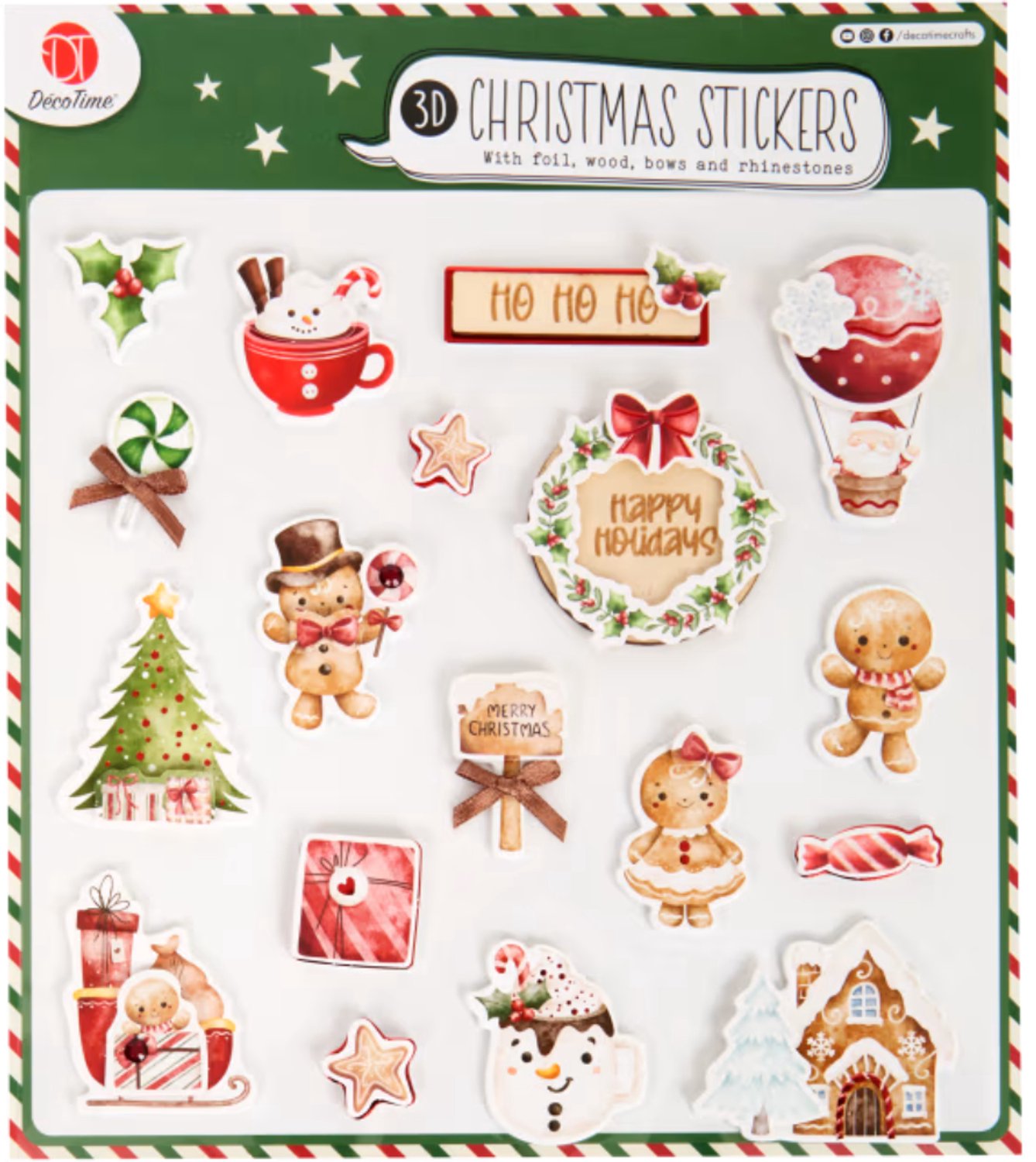 DécoTime kerststickers - Met 3D-effect & Glittervulling - Kerst