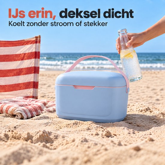Lomera Koelbox 6 Liter Blauw - Kleine Passieve Koelbox met Schouderband - Draagbare Frigobox voor Picknick, Strand en Camping - Isolatiebox - Thermobox - Coolbox van Lomera — afbeelding 5