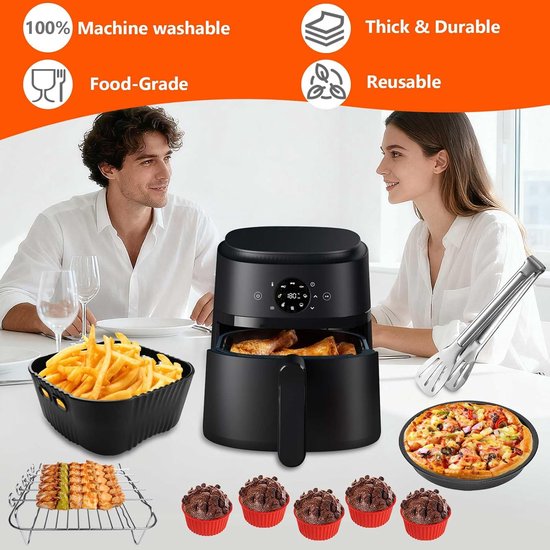 Accessoireset voor Philips 2000 Series 4,2L (NA229/00), Russell Hobbs L 4L, Ninja 4,7L AF110EU, herbruikbare Airfryer siliconen vorm heteluchtfriteuse accessoires — afbeelding 2