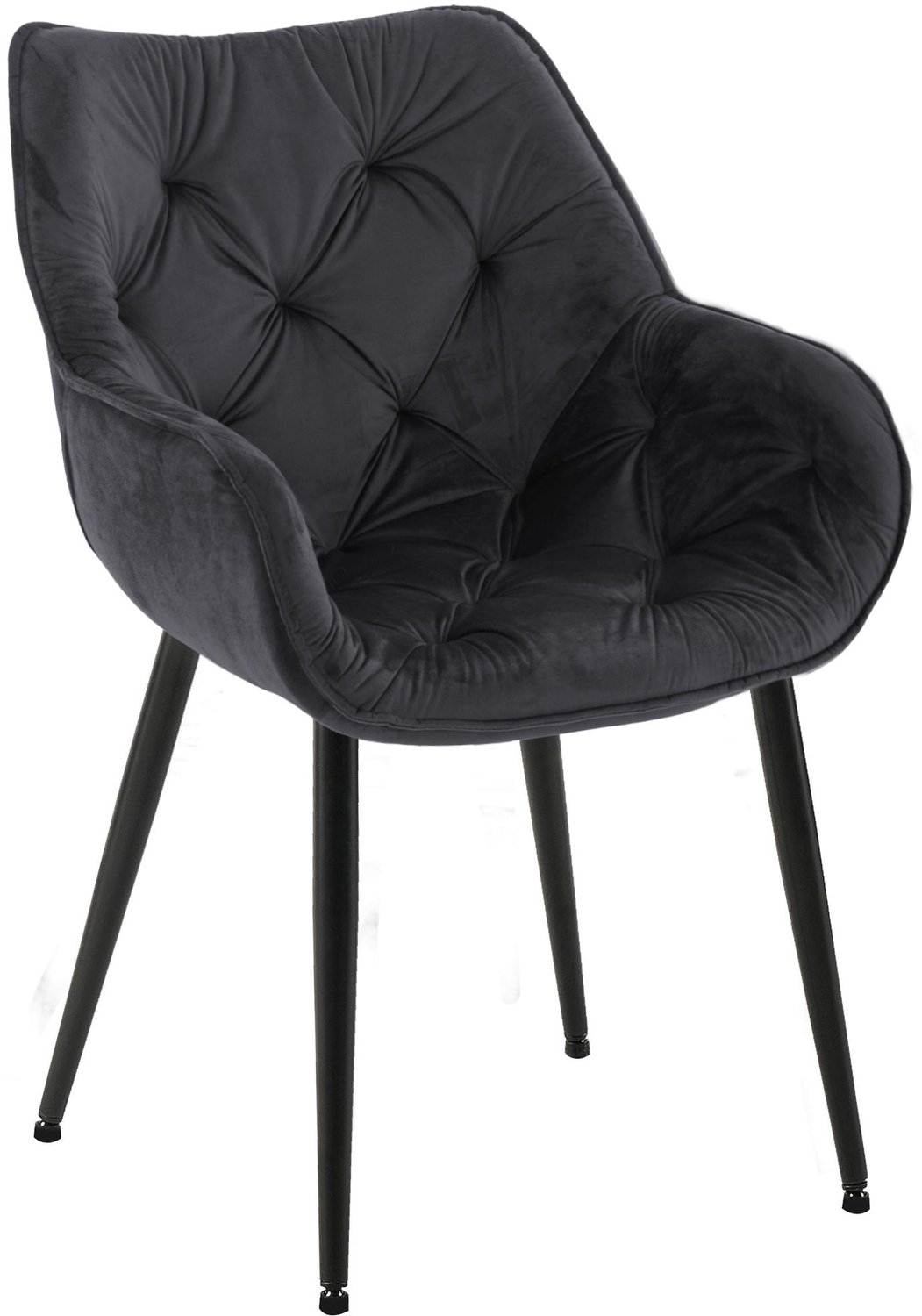 Luxe Comfort Eetkamerstoel - Met armleuningen - Fluweel - Zwart Fluweel/zwart