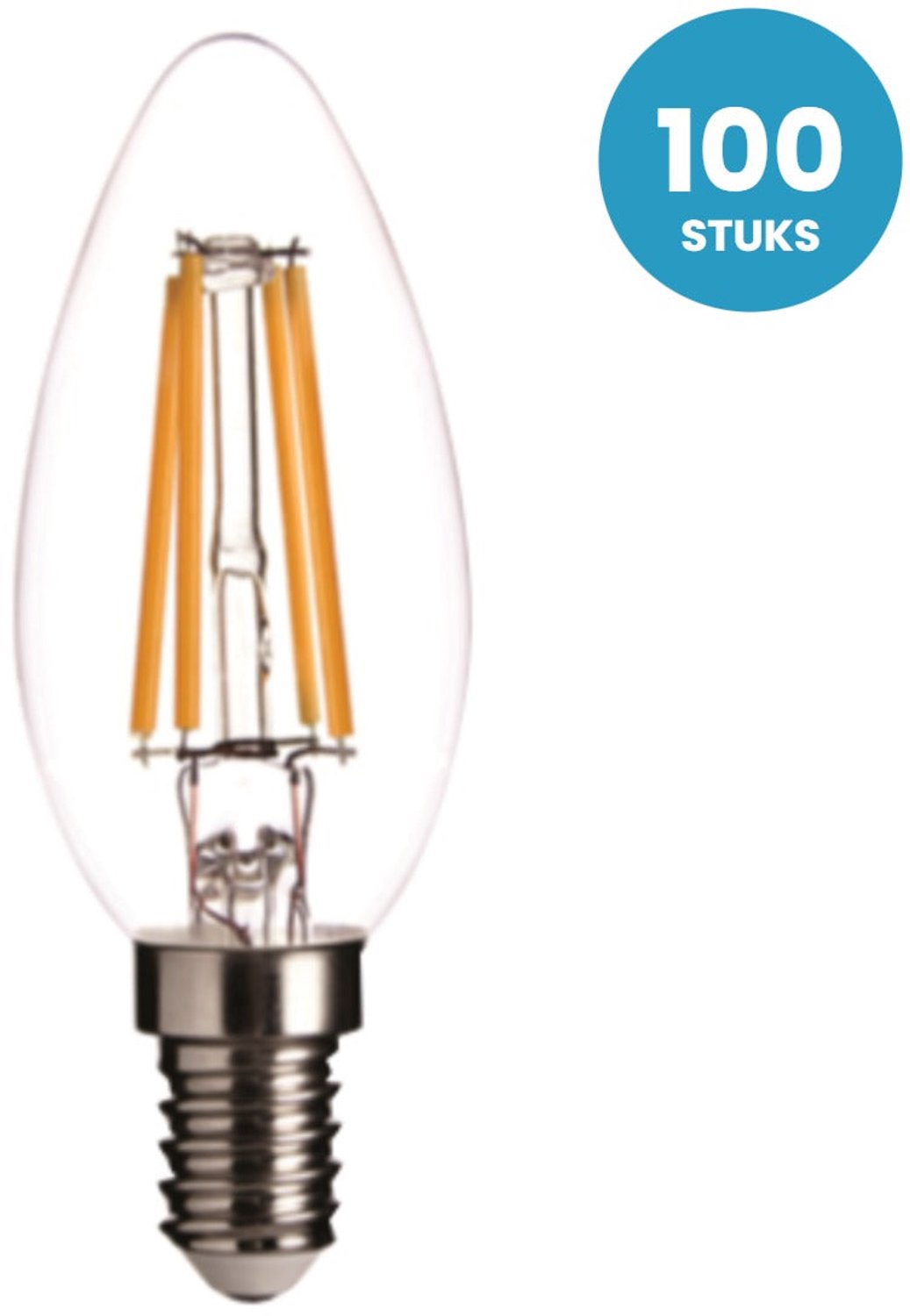 Kaarslamp E14 C35 - LED 4W=25W - 400 Lumen - Clear 2700K - 100 stuks - 230V