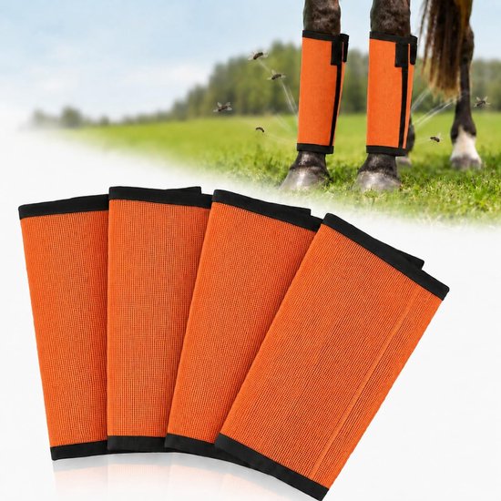 Vliegenbeschermers voor paarden (set van 4) – Ademende mesh-beenbescherming, zakken niet af en blijven goed zitten, vermindert stampen en vermoeidheid, UV-bescherming, verstelbare pasvorm voor middelgrote tot grote paarden, oranje Vliegenbeschermers voor paarden (set van 4) – Ademende mesh-beenbescherming, zakken niet af en blijven goed zitten, vermindert stampen en vermoeidheid, UV-bescherming, verstelbare pasvorm voor middelgrote tot grote paarden, oranje