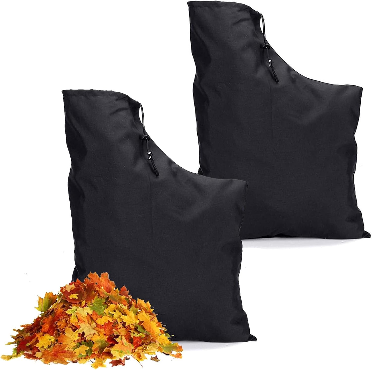 Opvangzak voor bladblazer – 2-delige set – 60 x 44 cm – Waterdichte Oxford-stof – Vervangende zak – Met ritssluiting – Geschikt voor bladblazers/-zuigers – Zwart
