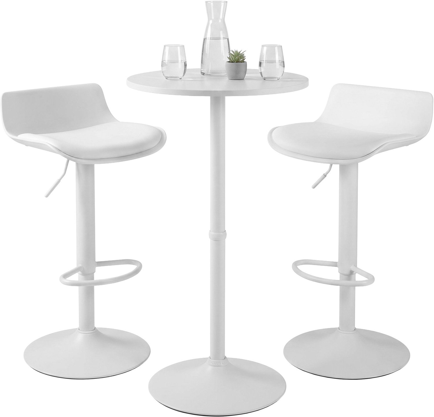CLP Bartafelset Navo - 3-delig - 2 Verstelbare Barkrukken - Lederlook - wit