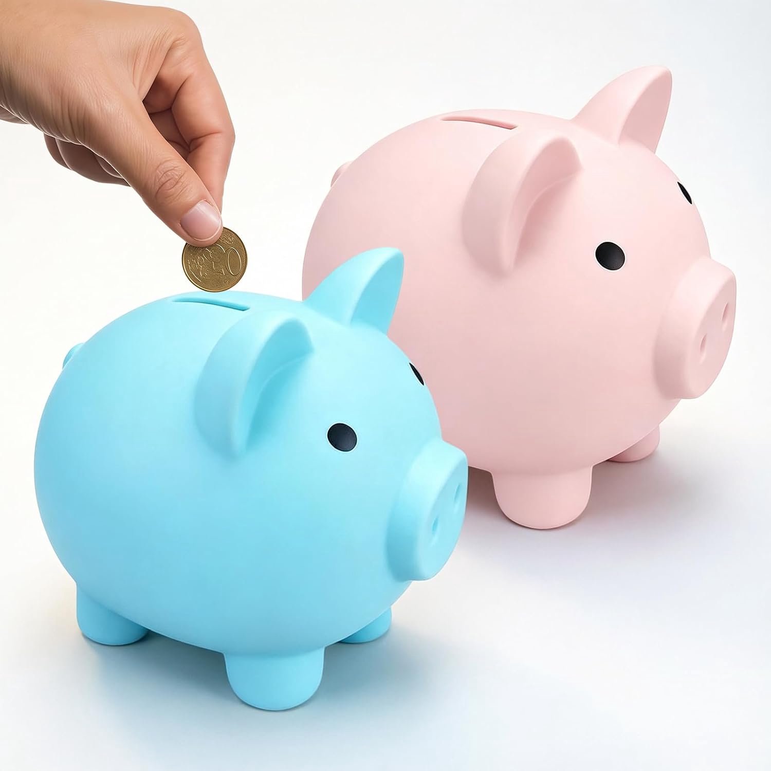 2 stuks spaarvarken, spaarvarken, schattige spaarpot, onbreekbare spaarpot, spaarpot kinderen, Pig Money Coin Bank, plastic muntbank voor kinderen, jongens, meisjes en volwassenen