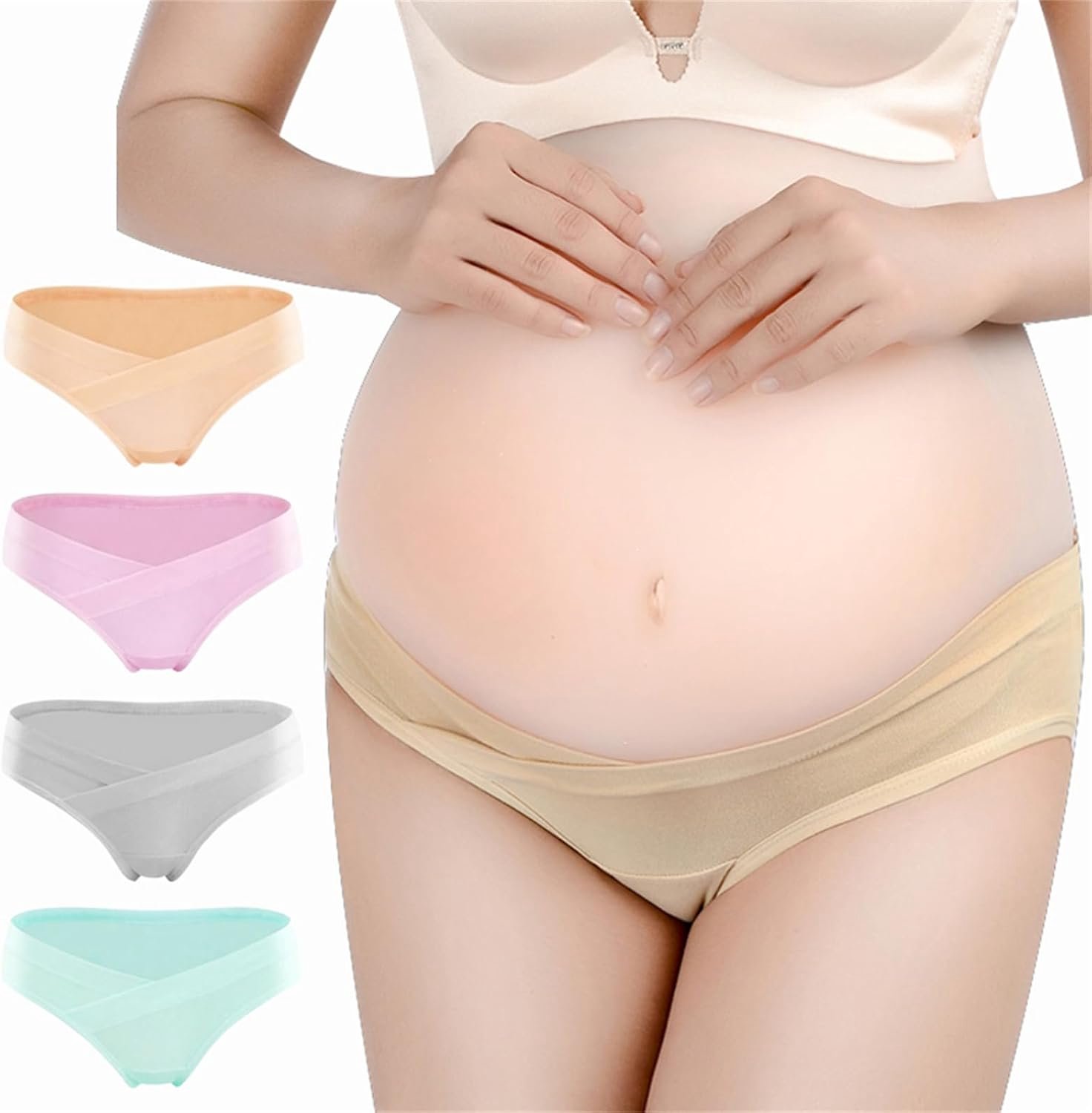 Ondergoed voor dames, set van 4 stuks, lage taille, zwangerschapsondergoed, postpartumslip, M-XXXL, Veelkleurig, 3XL