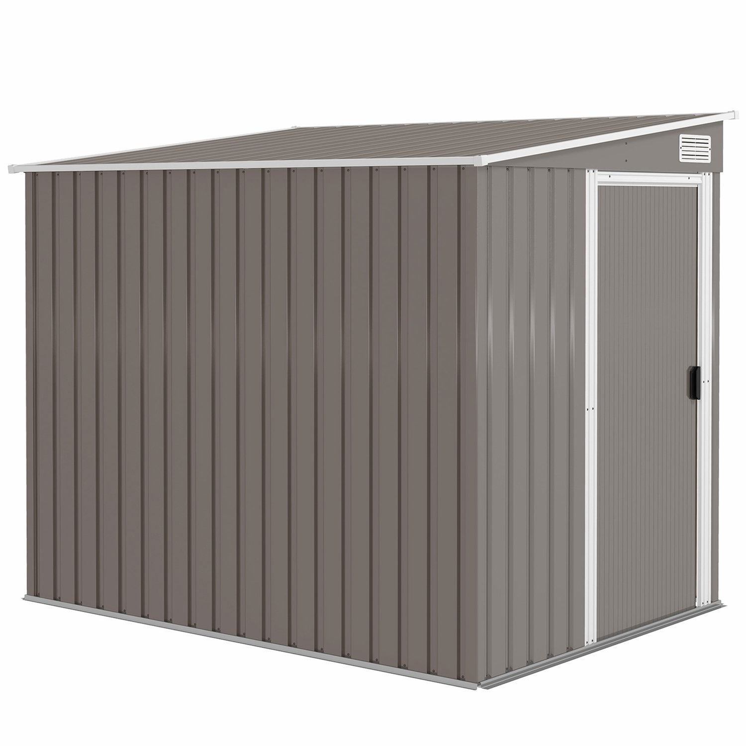 Sunona Metalen tuinhuis - Met schuifdeur, 2 haken en 2 verstelbare planken - Inclusief fundering - 154 x 206,5 x 181 cm - Lichtgrijs