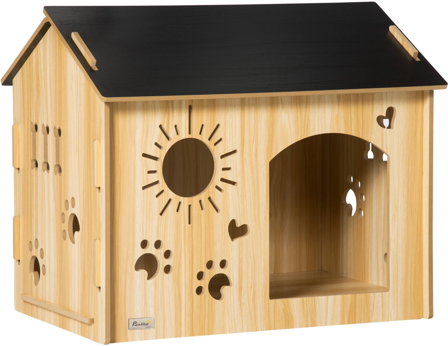 Pawona Hondenhok met ventilatieopeningen - 69 x 50 x 58,5 cm - Eikenhout/Zwart