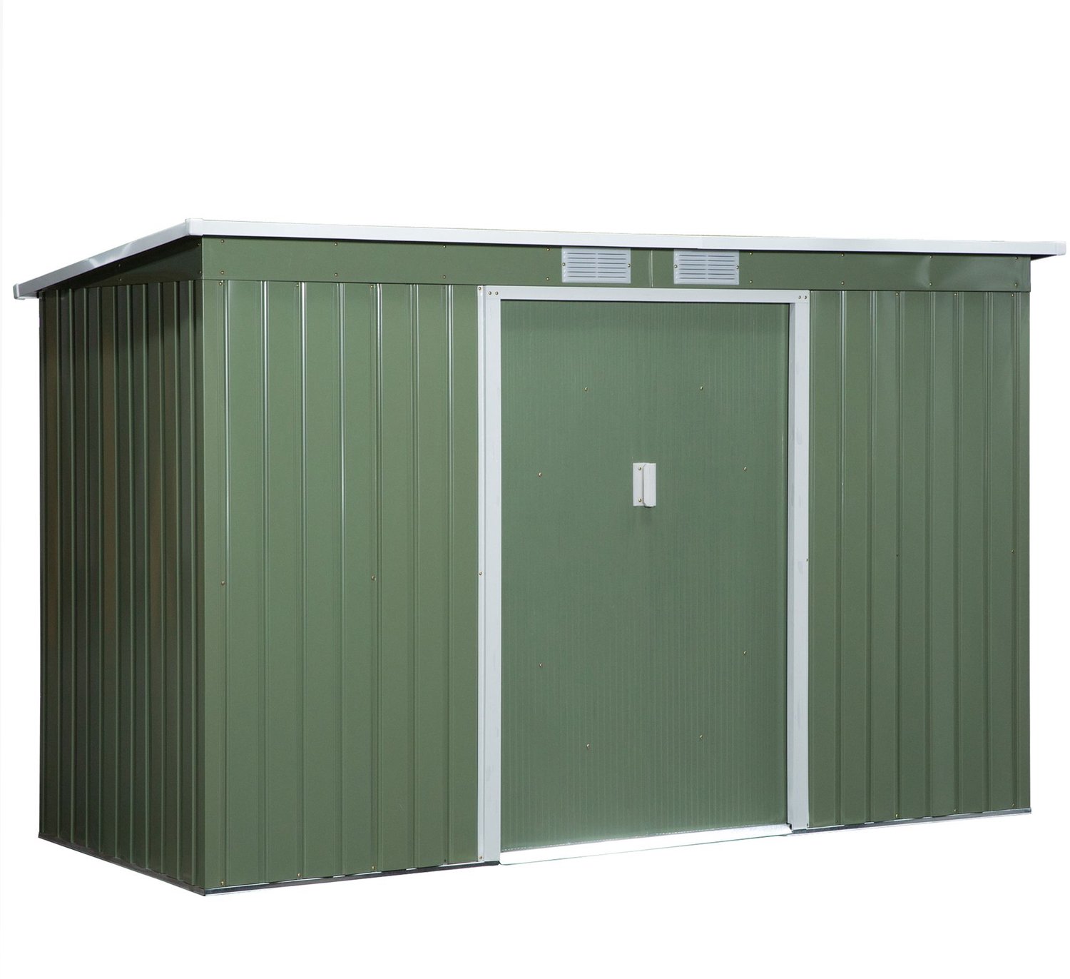 Sunona Metalen tuinhuis - Met schuifdeuren en ventilatieroosters - 280 x 130 x 172 cm - Lichtgroen
