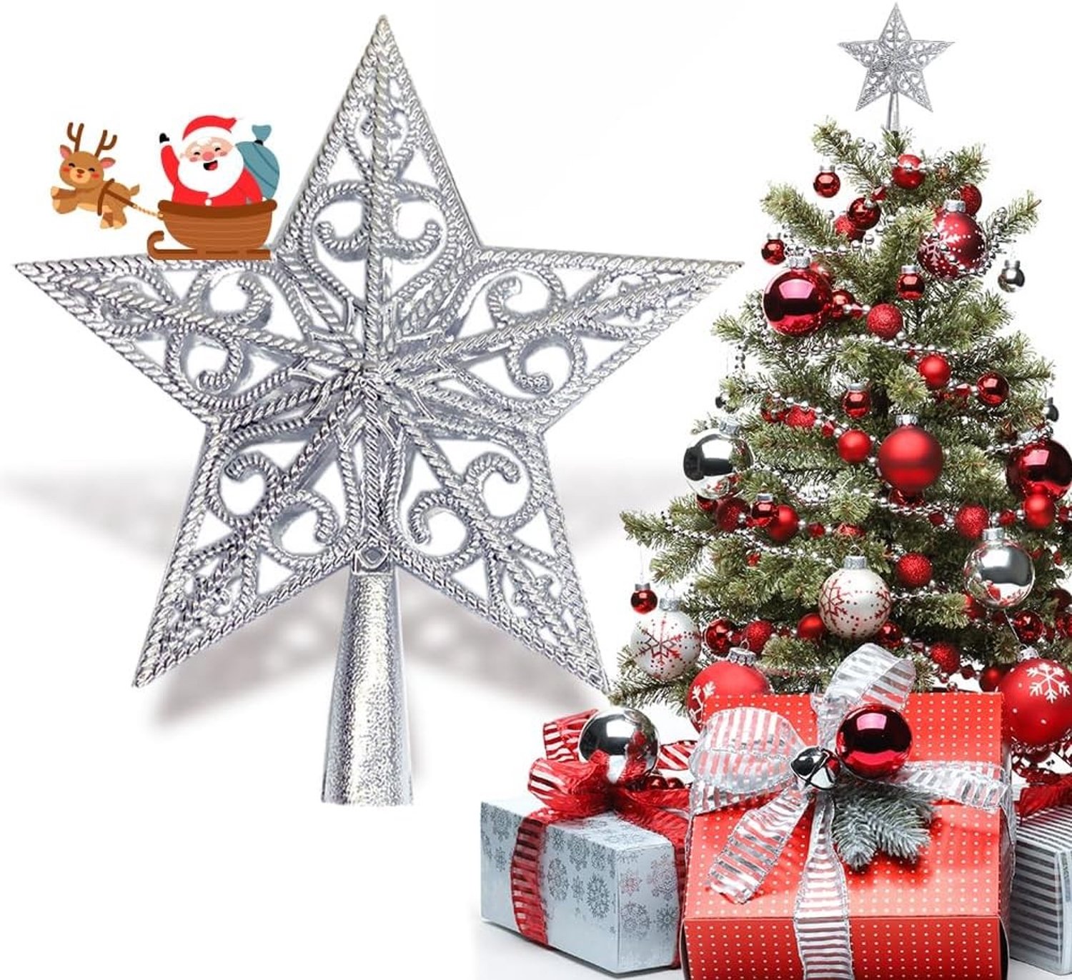 Vintage Ster voor de Top van de Kerstboom - Lichtgewicht Plastic Hollow Out Versiering voor Kerstmis en Nativiteitsvieringen, Perfecte Decoratie voor Feestdagen
