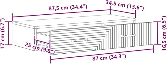 87,5 x 34,5 x 17 cm grijs beton — afbeelding 5