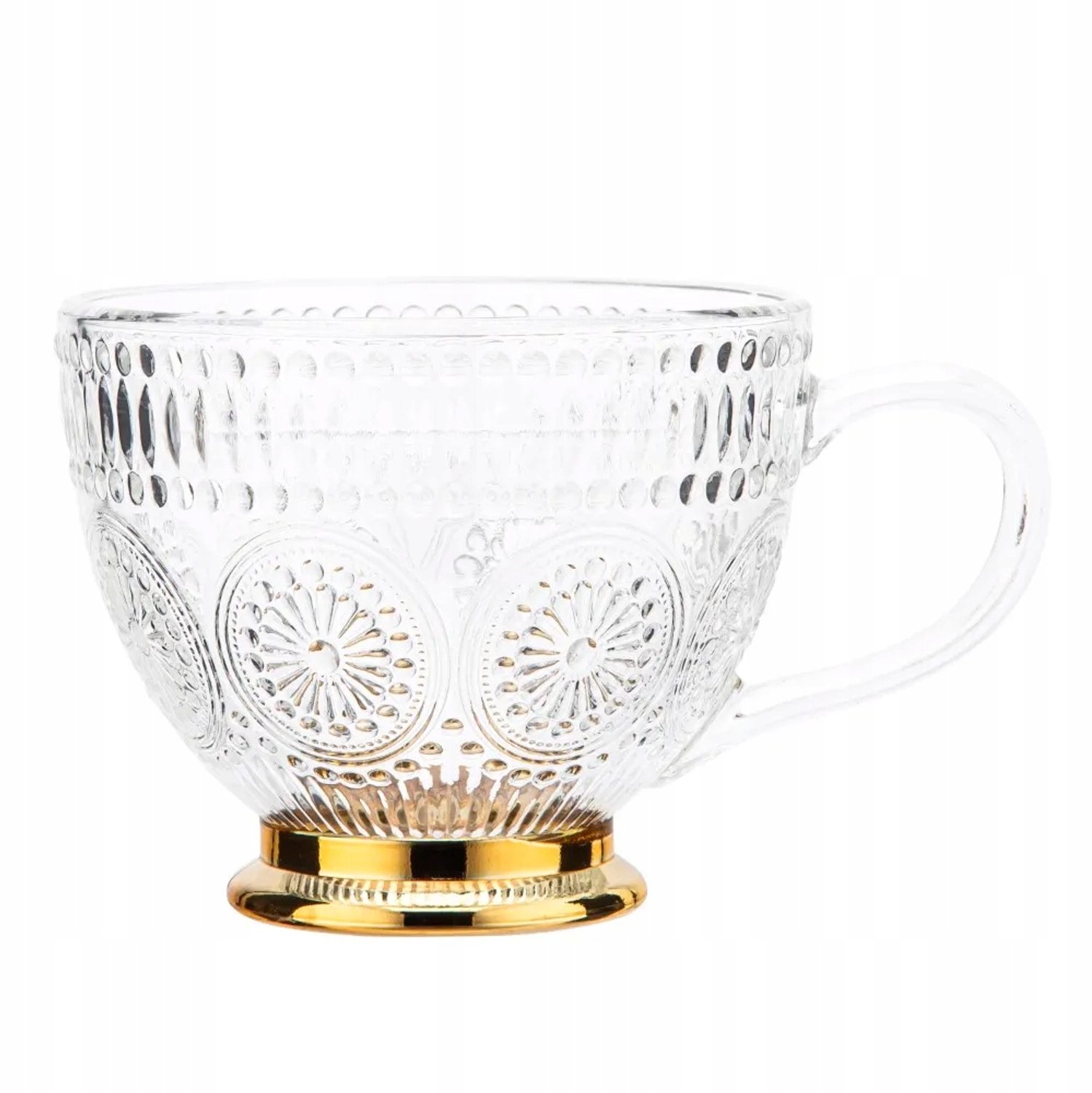 Daisy glazen mok met gouden voet, 430 ml
