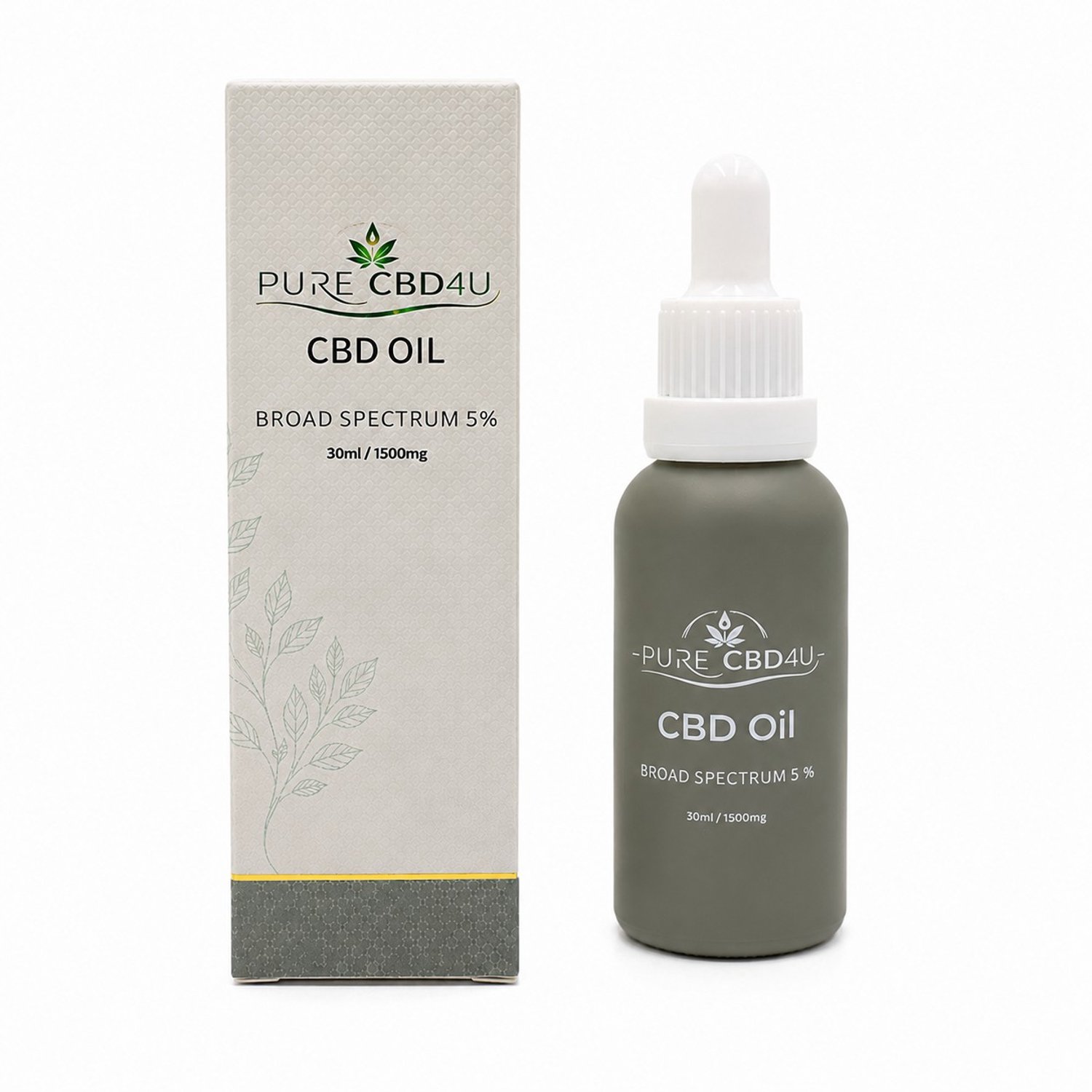 PureCBD4U CBD Olie 5% – Broad Spectrum – 0% THC – 1500 mg CBD – 30 ml