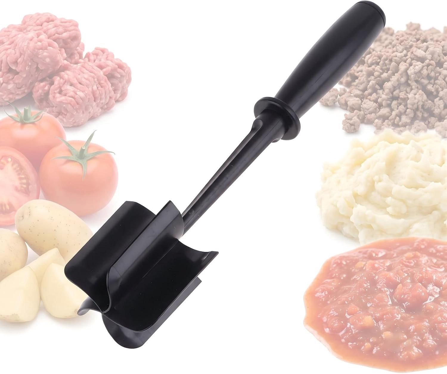 Vleeshakmachine - Zwart - Vleesstamper met 5 Gebogen Messen - Voor Hamburger- en Gehaktgerechten