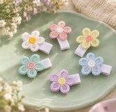 Haarknipjes voor meisjes - knipjes bloem - 6 stuks - Haarspeld bloem kind - Bloemetjes - Kinderspeldjes - Knipjes voor kinderen - Wit - Paars - Roze- Blauw- Geel - Groen - Hippe knipjes - Sintcadeau -Sinterklaas -Kerstcadeau kind - feestdagen cadeau