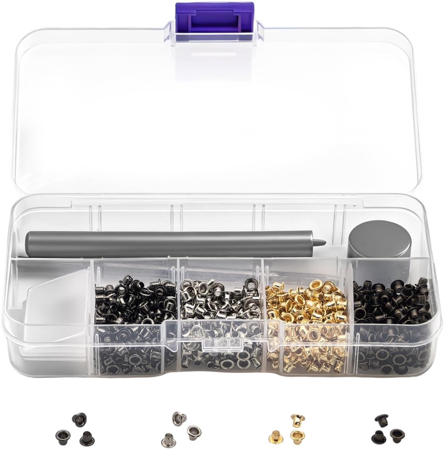 800 stuks ooggereedschapsset, 2 mm metalen ogen set met opbergdoos