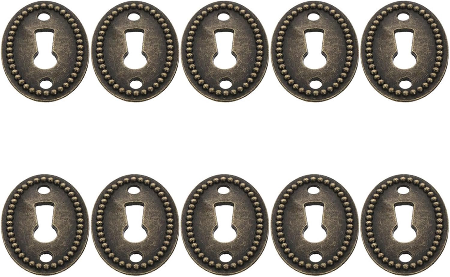 50 Stuks Ovaal Antiek Sleutelgatplaatje Metalen Sleutelgatinzetstuk voor Kastdeuren Ladekasten Bureau Vintage Decoratieve Sleutelgatafdekking voor Meubelrestauratie