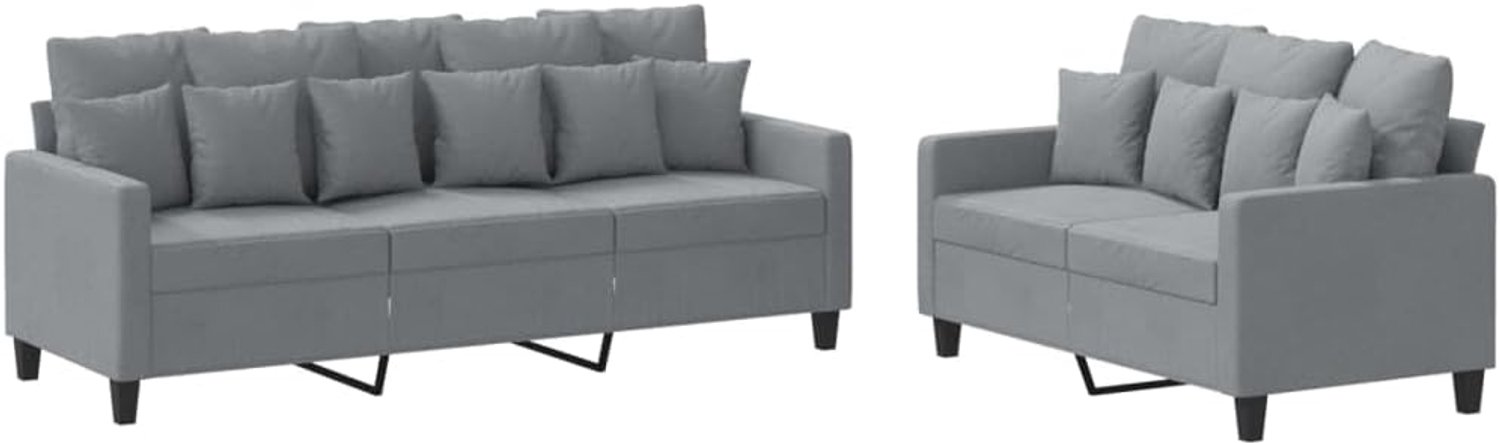 Slaapbank Kantoor Sofa 2-delig Sofa Set met Kussen Licht Grijs Stof voor Woonkamer, Slaapkamer Kantoor