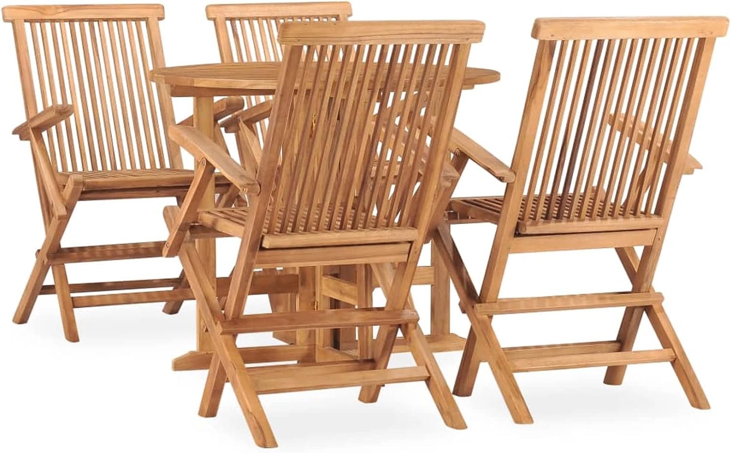 5 Stuk Opvouwbare Tuin Eetkamer Set Eetkamer Tuinmeubilair Patio Set Tuin Tafel Stoelen Gazon Stoel Outdoor Eetkamer Set Massief Teak Hout