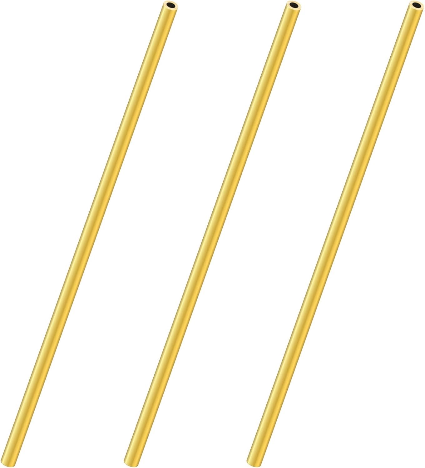 Messing buis 2,5 mm OD x 0,5 mm wanddikte x 200 mm lengte, naadloze ronde messing buizen voor doe-het-zelf handwerk (3 stuks)