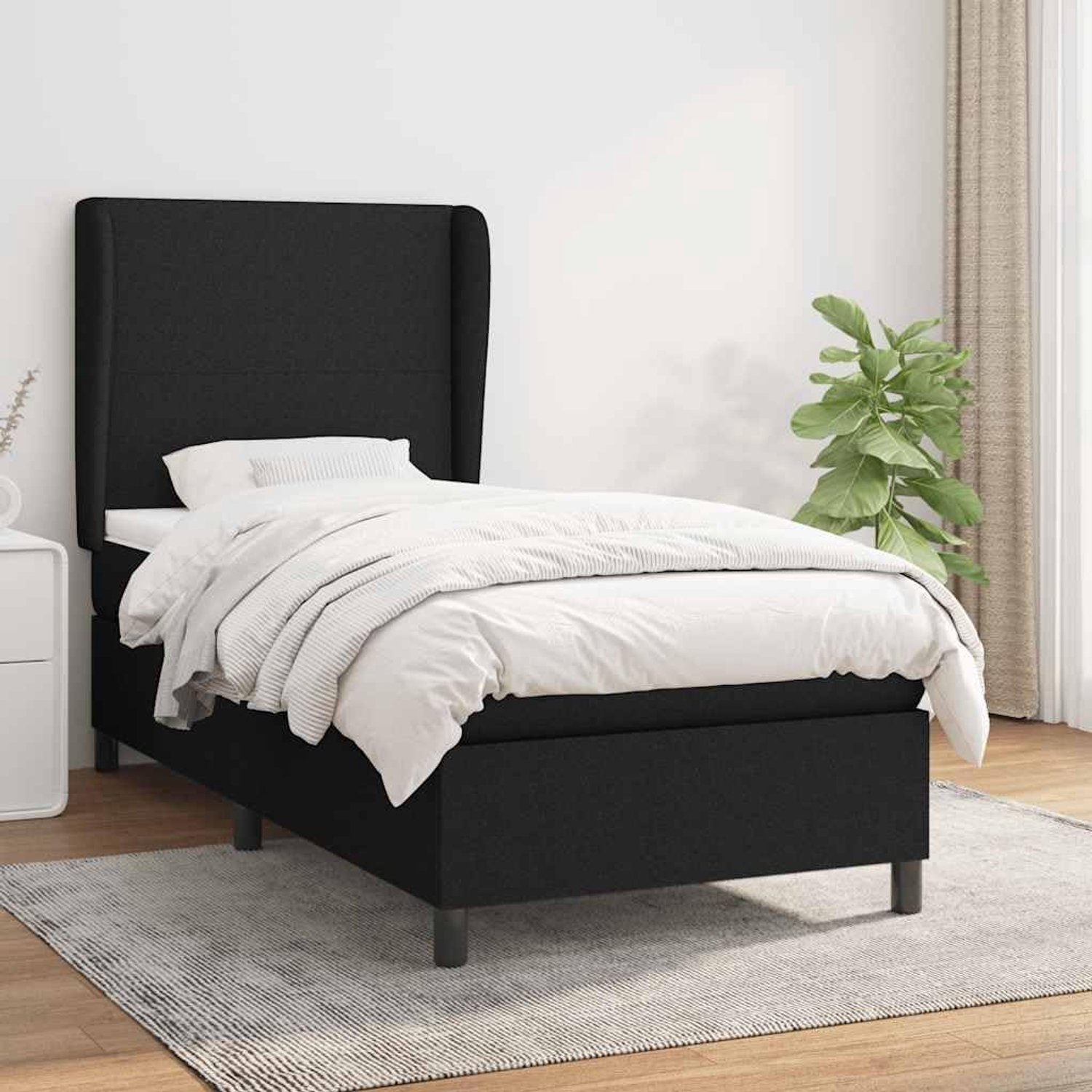 Boxspring met matras stof zwart 80x200 cm pocketvering matras hoofdbord verstelbaar duurzaam ademend bed voor rustgevende slaap rugslapers buikslapers