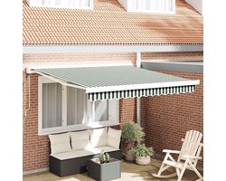 Luifel, groen, wit, 300 x 250 x 165 cm, tuinluifel met telescooptechnologie van polyester en aluminium voor terrassen en tuinen