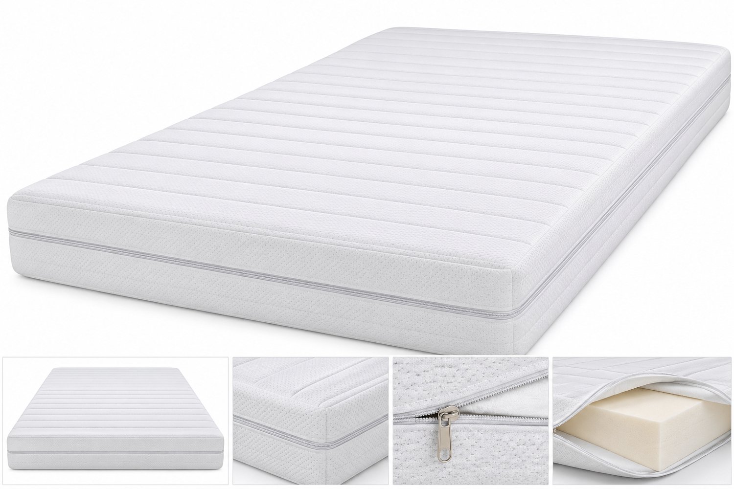 FITBERTH 180x200x20 Matras - Zacht - HR28 - Premium - Orthopedisch Verantwoord - Ventilerend - Ergonomische Ondersteuning - Afritsbaar - Wasbaar wit