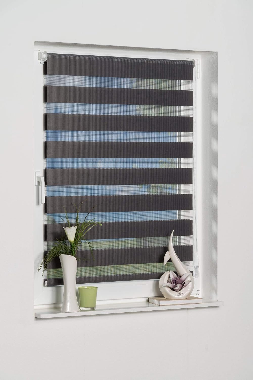 Klemmfix dubbel rolgordijn Madrid zonder boren grijs 45 x 150 cm (B x L)