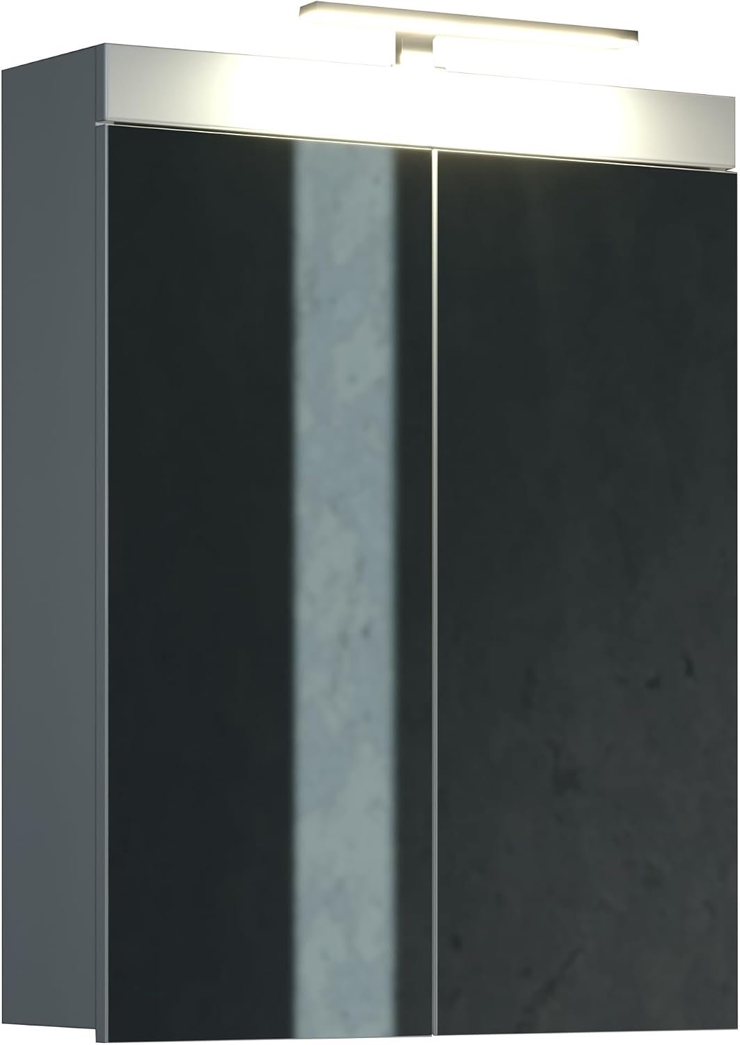 Spiegelkast badkamer Amanda in hoogglans wit 2-deurs 60 x 77 cm inclusief LED spiegellamp