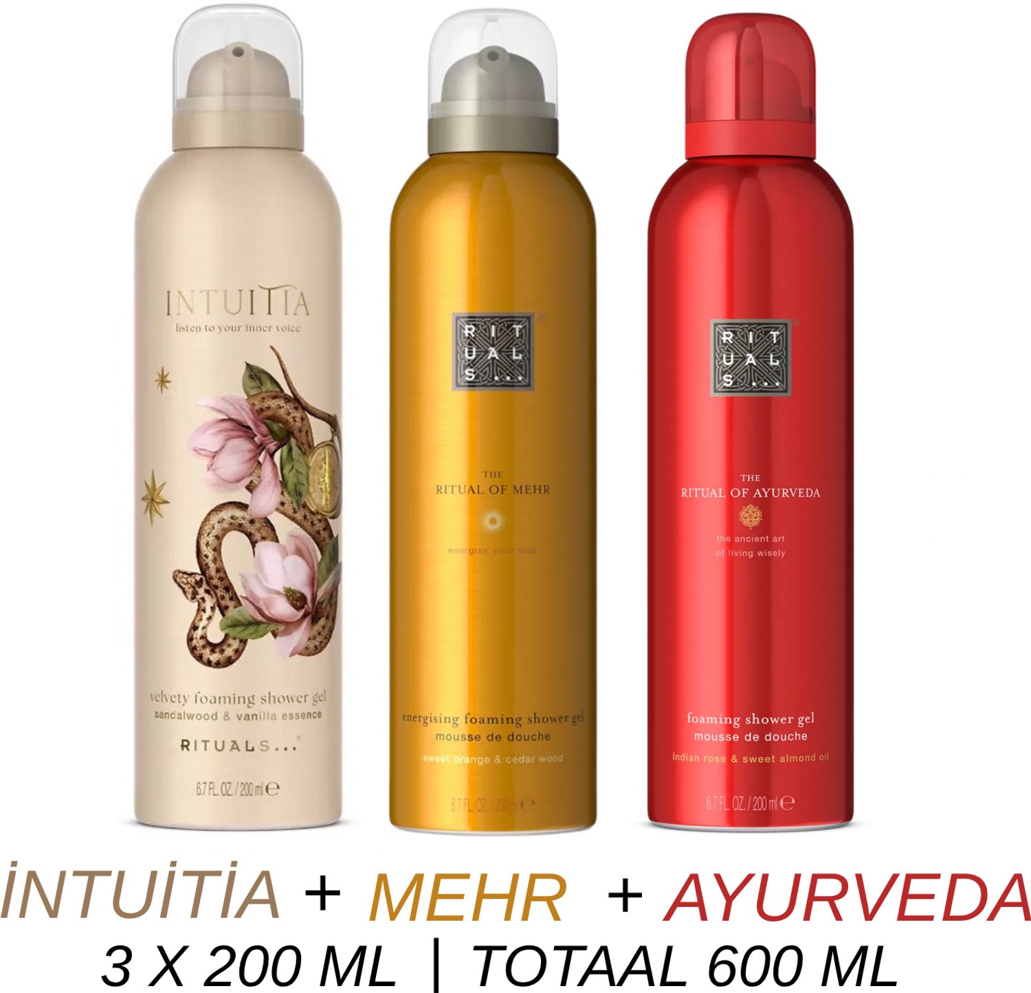 Rituals - Shower Gel Value Set - Intuitia + Mehr + Ayurveda - 3 x Shower Gel 200 ml = 600 ml - Douchegel - Doucheschuim