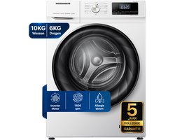 Heinner HWDM-H10614A Was-droogcombinatie - 10 kg Wasmachine / 6 kg Droger - 1400 tpm - Energieklasse A/D - Stoomfunctie - Anti-Allergie Programma - Woolmark Wol Programma - Inverter Motor - 5 Jaar Garantie