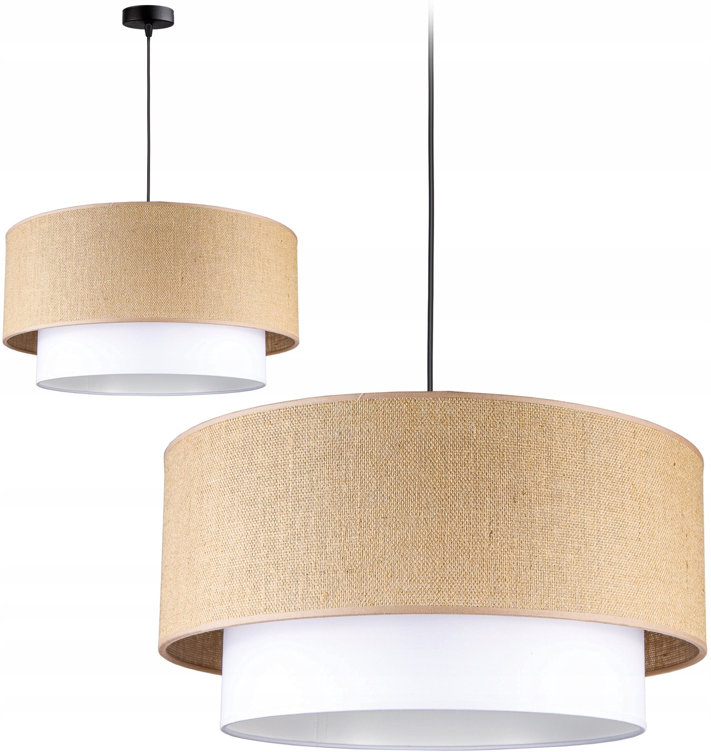 Merkloze Hanglamp met Jute Kap - Boho Stijl, 45cm Diameter