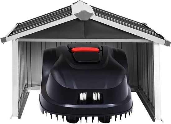 Garage voor grasmaaier, 92 x 97 x 63 cm, van verzinkt staal, robotschuilplaats voor de tuin, antraciet — afbeelding 4