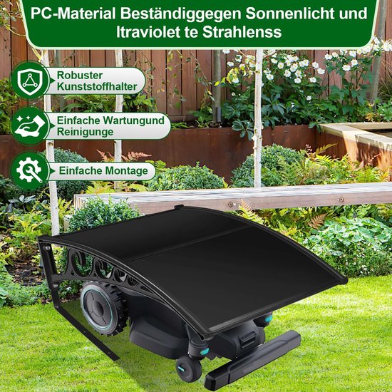 Garage voor robotmaaier, 106 x 87 x 50 cm, bescherming tegen regen, hagel en uv-stralen, weerbestendige garage voor robotmaaier, zwart — afbeelding 2