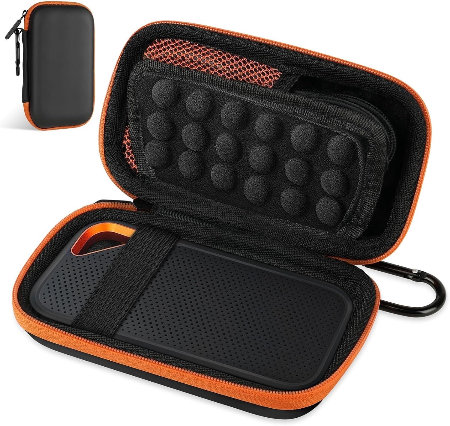 Beschermhoes voor hard externe schijf, 2,5 inch, schokbestendig, voor SSD en HDD, draagbare externe schijf, met binnenvakken, zwart