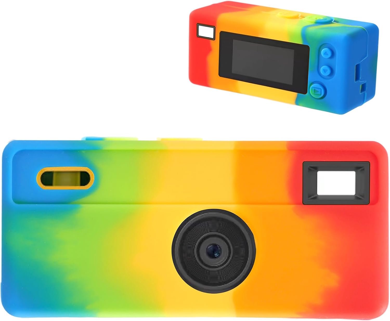 Beschermhoes voor Kodak Charmera Sleutelhanger Digitale Camera, Zachte Siliconen Sleutelhanger Camerahoes met Polsbandje Nauwkeurige Uitsparingen en Krasbestendig (Regenboog)