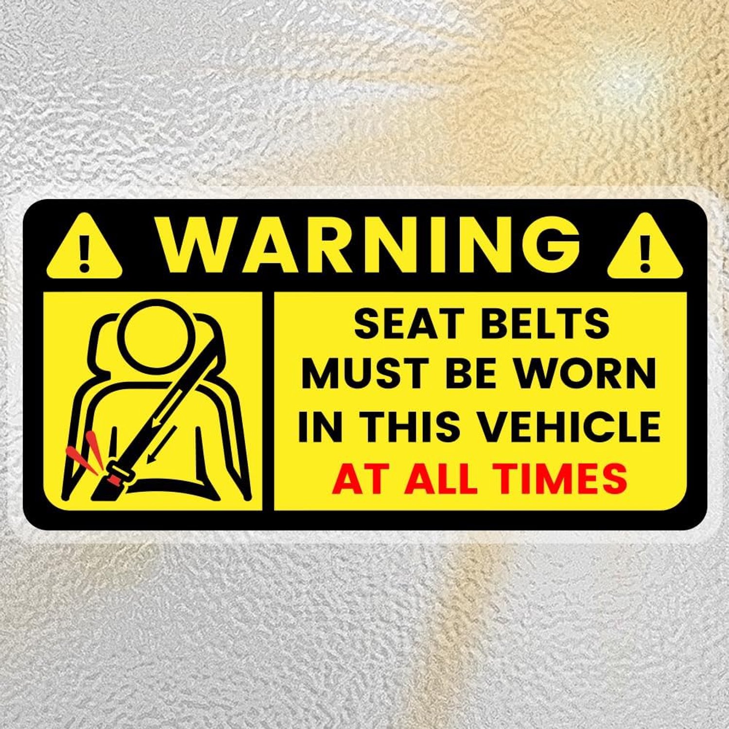 10 stuks autogordelsticker 10 x 5 cm Bevestig veiligheidsgordelbord moet te allen tijde in dit voertuig worden gedragen stickers zelfklevende waterdichte PVC vinyl