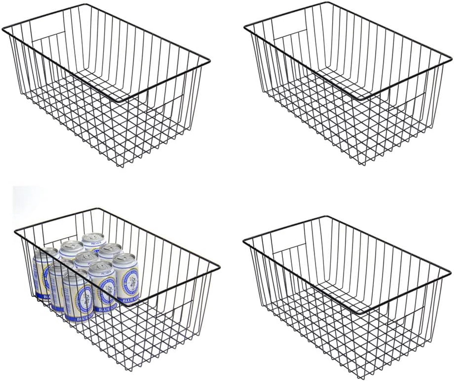16 "Vriezer Draad Opslag Organizer Manden, Huishoudelijke Koelkast Bin met Ingebouwde Handgrepen voor Kast, Pantry, Kast, Slaapkamer