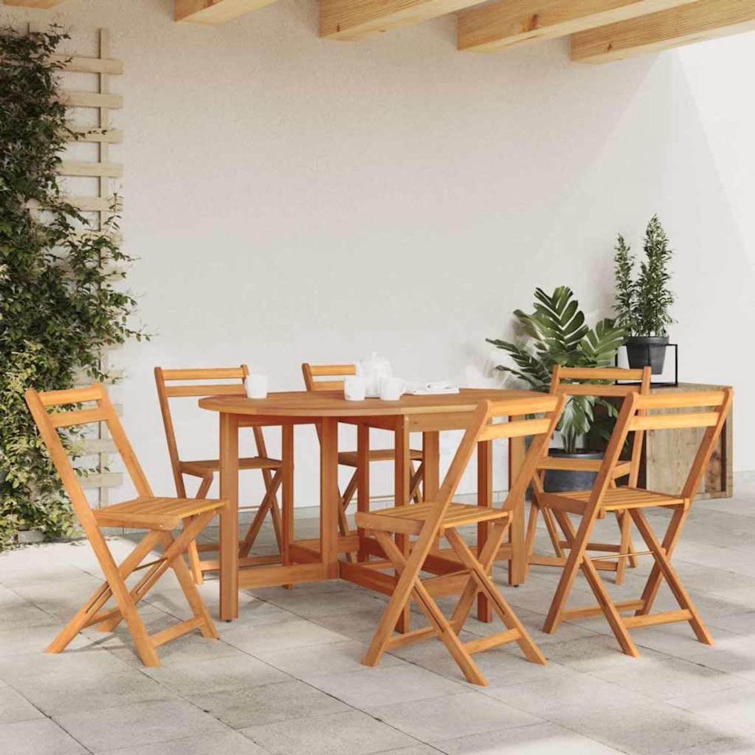Buitenbladtafel, Massief Acaciahout Eettafel voor Tuinterras, Eenvoudige Elegantie, Weerbestendig Oppervlak, Gemakkelijk Schoon Te Maken, Neerklapbare Tafel met