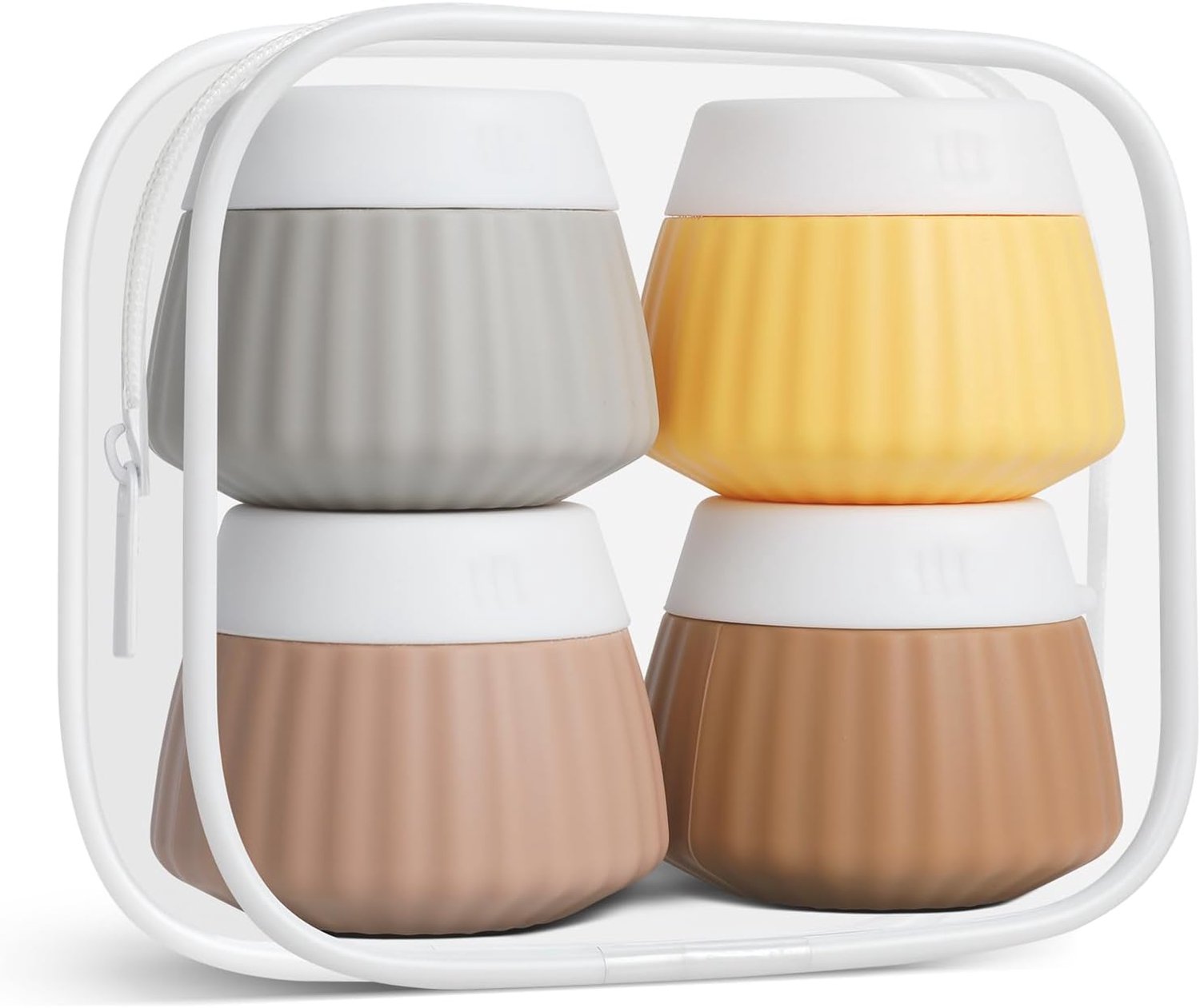 Cosmeticajars set 4 stuks 40 ml - siliconen - met PVC tas en spatula - ideaal voor reizen - Vemera