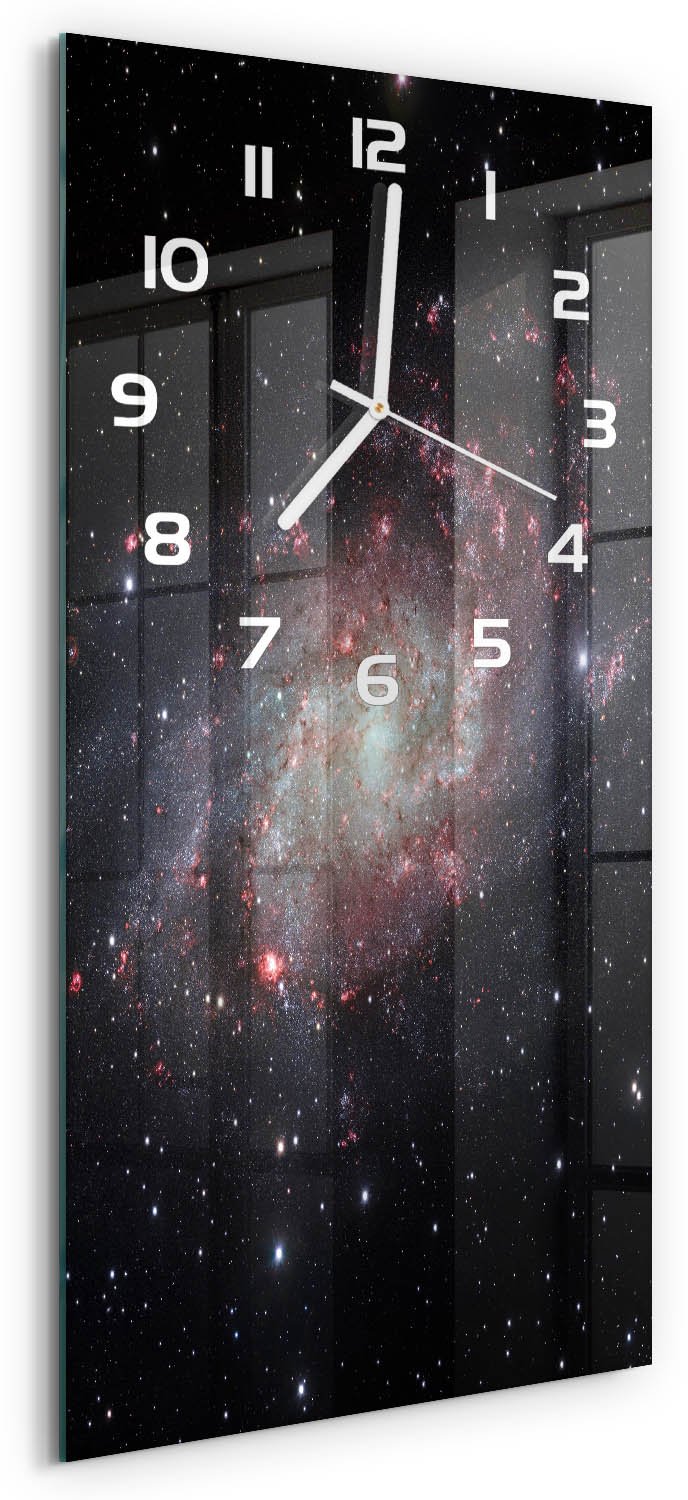 Tulup Wandklok - Mist Wandklok Glas Decoratie - 30x60 cm - Zwart Gekleurde Glazen Klok - Witte handen - Rechthoekige Klok - Klok Glas Met Opdruk - Moderne Wandklok Glas